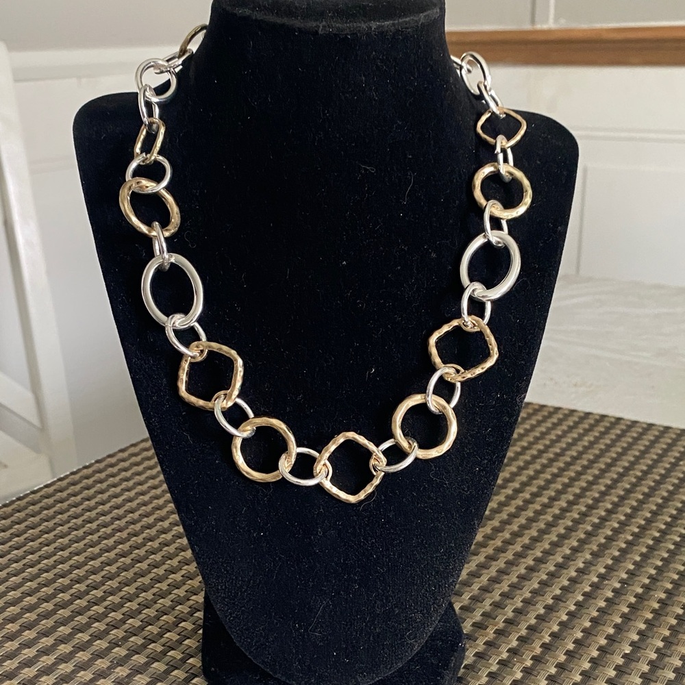 Two-Tone Gold and Silver Link Necklace - Women